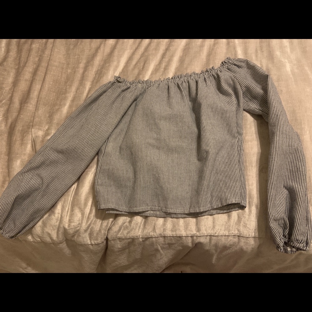 Blue and white striped brandy long sleeve
